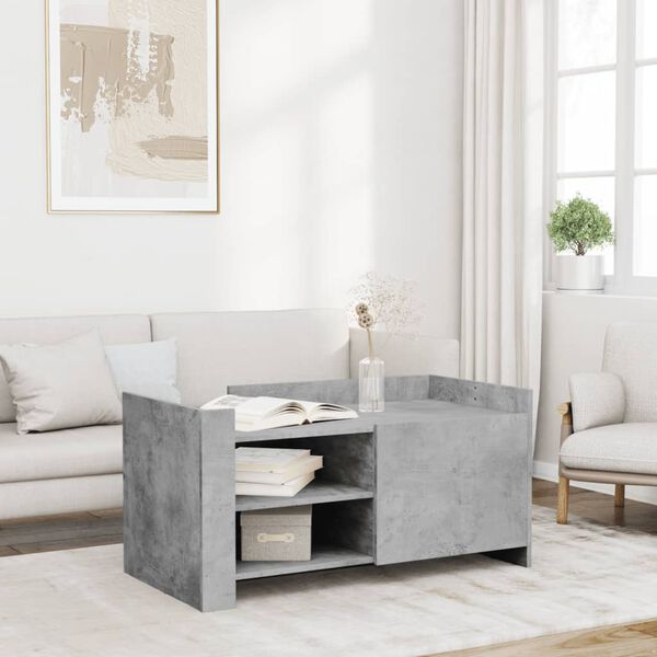 vidaXL Table basse gris b&eacute;ton 100x50x50 cm bois d'ing&eacute;nierie