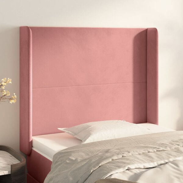 vidaXL T&ecirc;te de lit avec oreilles Rose 103x16x118/128 cm Velours