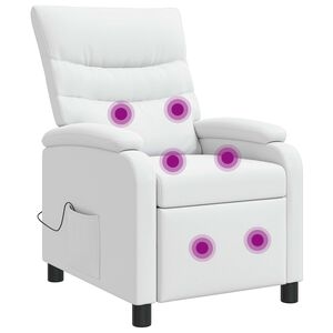 vidaXL Fauteuil de massage inclinable Blanc Simili cuir