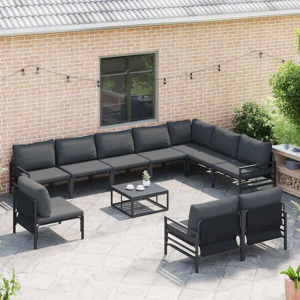 vidaXL Ensemble de canapé de jardin Anthracite Acier