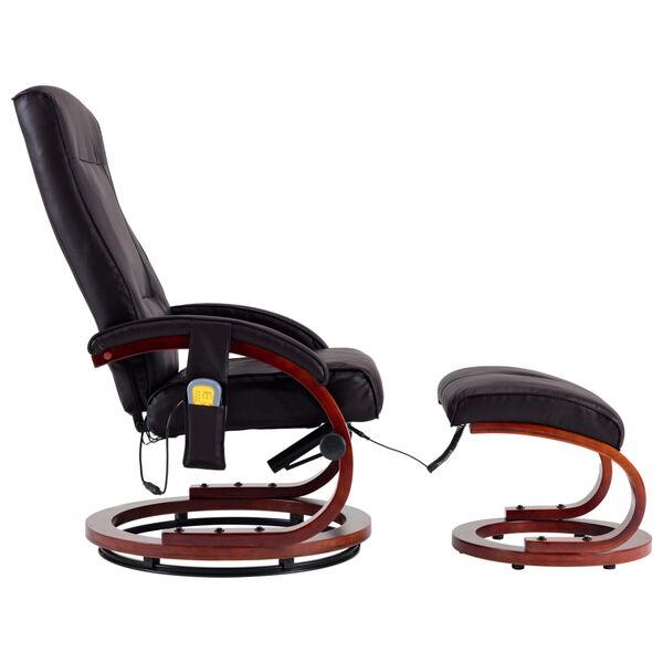 vidaXL Fauteuil de massage inclinable et repose-pied marron similicuir