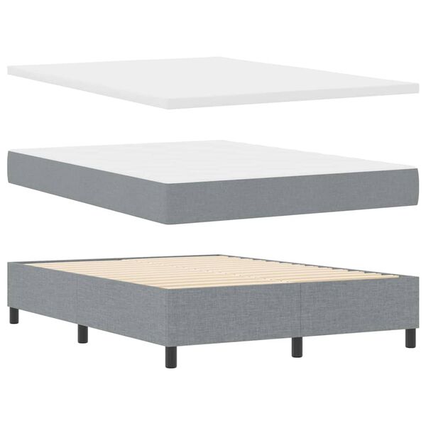 vidaXL Lit &agrave; ressorts avec matelas Gris clair 140 x 200 cm