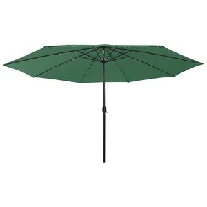 vidaXL Parasol de jardin avec lumi&egrave;res LED et m&acirc;t en m&eacute;tal 400 cm vert