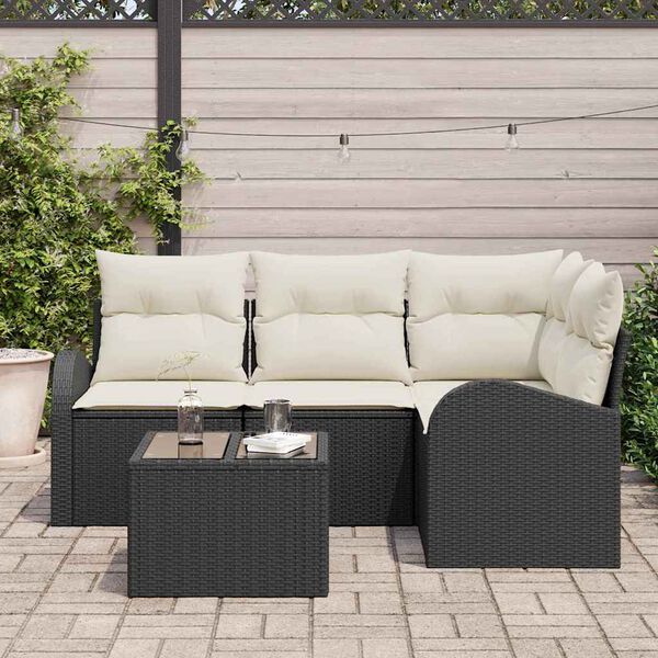 vidaXL Ensemble de canapé de jardin 5 pcs Noir polyrotin