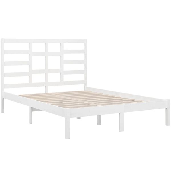 vidaXL Cadre de lit sans matelas blanc bois massif 135x190 cm