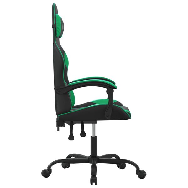vidaXL Chaise de jeu Noir et vert Similicuir