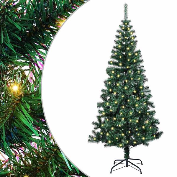 vidaXL Sapin de No&euml;l artificiel pr&eacute;-&eacute;clair&eacute; Vert 150 cm PVC et m&eacute;tal