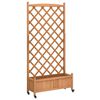 vidaXL Jardini&egrave;re avec treillis et roues marron bois massif de sapin
