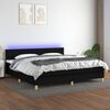 vidaXL Sommier &agrave; lattes de lit et matelas et LED Noir 200x200 cm Tissu