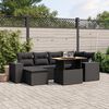 vidaXL Salon de jardin 7 pcs avec coussins noir résine tressée