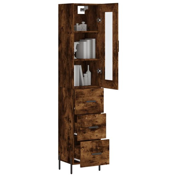 vidaXL Buffet haut Ch&ecirc;ne fum&eacute; 34,5x34x180 cm Bois d'ing&eacute;nierie