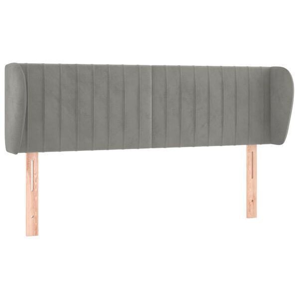 vidaXL T&ecirc;te de lit avec oreilles Gris clair 147x23x78/88 cm Velours