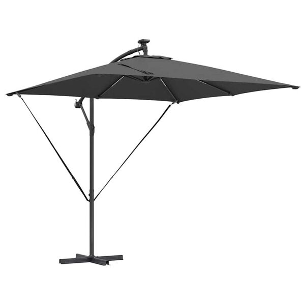 vidaXL Parasol banane &agrave; m&acirc;t d&eacute;port&eacute; Anthracite 249 x 249 x 250 cm