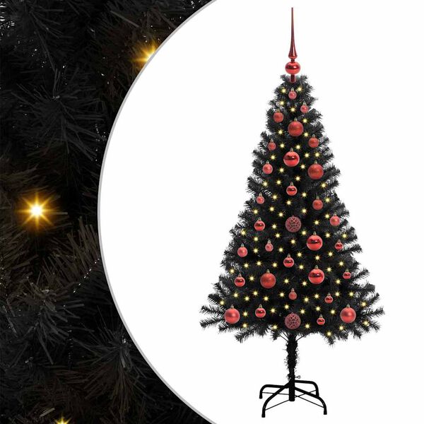 vidaXL Sapin de No&euml;l avec 150 LED avec support Noir 120 cm PVC