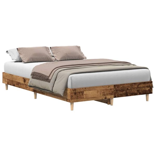 vidaXL Cadre de lit sans matelas vieux bois 135x190 cm bois ing&eacute;nierie