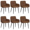 vidaXL Chaises de salle &agrave; manger 6 pc Simili daim Marron