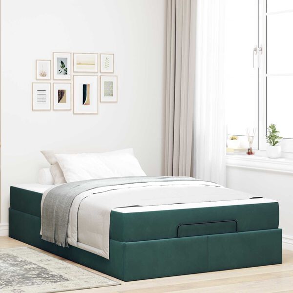 vidaXL Cadre de lit avec matelas avec matelas 2 pcs Vert Velours