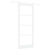 vidaXL Porte coulissante 93 x 232 cm Bois de pin massif et verre Blanc