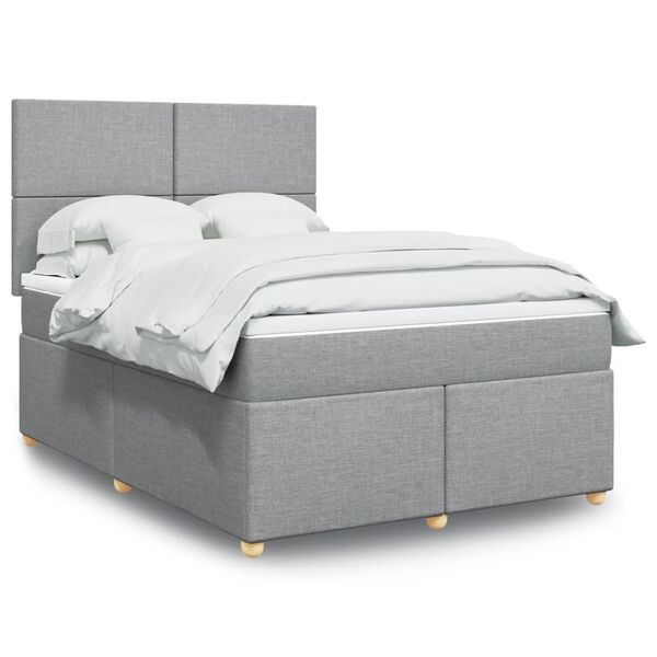 vidaXL Sommier &agrave; lattes de lit avec matelas Gris clair 140x190cm Tissu
