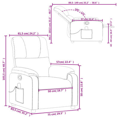 vidaXL Fauteuil inclinable de massage crème tissu microfibre