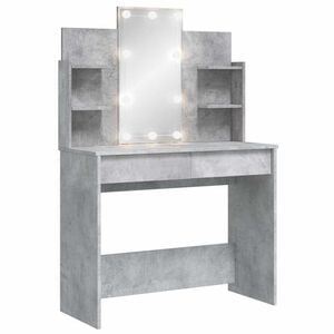vidaXL Coiffeuse avec lumi&egrave;res LED gris b&eacute;ton 96x40x142 cm