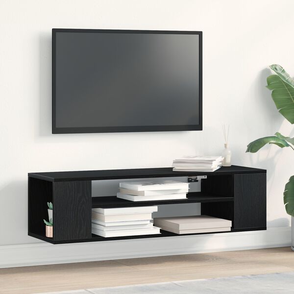 vidaXL Meuble TV Ch&ecirc;ne noir 100 x 30 x 26,5 cm Bois d'ing&eacute;nierie