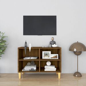 vidaXL Meuble TV avec pieds en bois massif Ch&ecirc;ne marron 69,5x30x50 cm