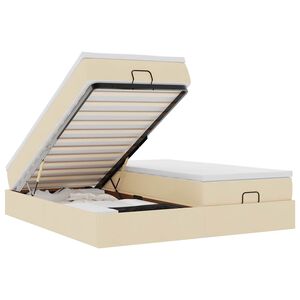 VidaXL Cadre de lit ottoman avec matelas cr&egrave;me 180x200 cm tissu