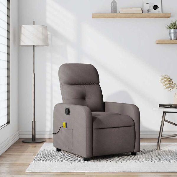 vidaXL Fauteuil de massage inclinable Taupe Tissu