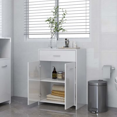 vidaXL Armoire de salle de bain blanc brillant bois d’ingénierie