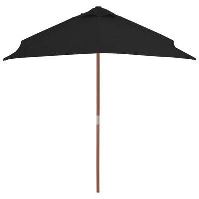 vidaXL Parasol d'extérieur avec mât en bois Noir 150x200 cm