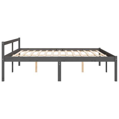 vidaXL Lit pour personne âgée gris 200x200 cm bois massif de pin