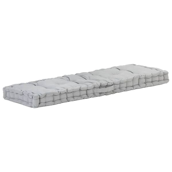 vidaXL Coussin de plancher de palette Coton 120x40x7 cm Gris