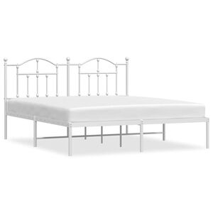 vidaXL Cadre de lit m&eacute;tal sans matelas et t&ecirc;te de lit blanc 183x213 cm