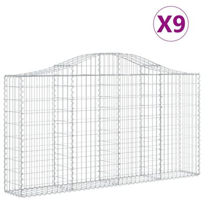 vidaXL Paniers à gabions arqués 9 pcs 200x30x100/120 cm Fer galvanisé