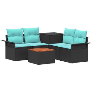 vidaXL Ensemble de Canap&eacute;s 6 pc 4-Nombre de places Noir et Bleu