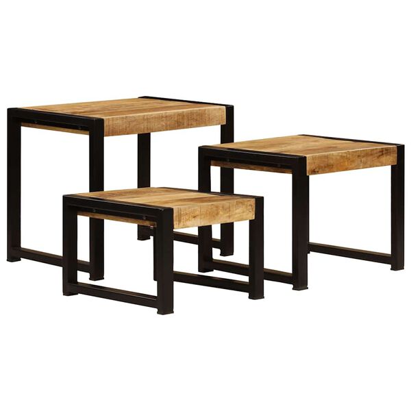 vidaXL Tables gigognes 3 pcs Bois solide de manguier