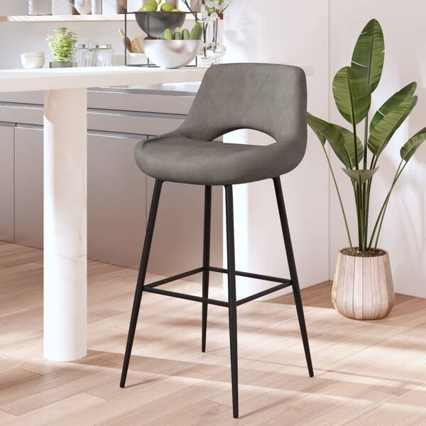 vidaXL Tabouret de bar Gris fonc&eacute; Velours