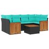 vidaXL Ensemble de canap&eacute; de jardin 7 pcs avec coussins noir r&eacute;sine tress&eacute;e