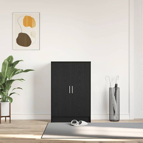 vidaXL Armoire &agrave; chaussures ch&ecirc;ne noir 60x35x92 cm bois d'ing&eacute;nierie