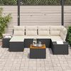 vidaXL Ensemble de canap&eacute; de jardin 7 pcs Noir et blanc