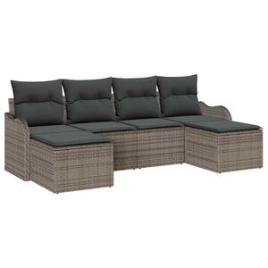 vidaXL Ensemble de canap&eacute; de jardin 6 pc Gris polyrotin