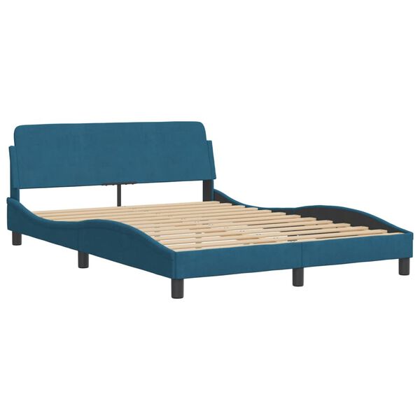 vidaXL Lit avec matelas bleu 120x200 cm velours
