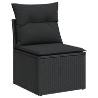 vidaXL Chaise de jardin sans accoudoirs avec coussins noir poly rotin