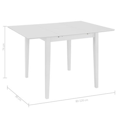 vidaXL Table à manger extensible Blanc (80-120)x80x74 cm MDF