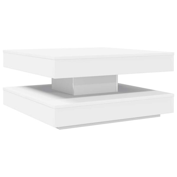 vidaXL Table basse rotative &agrave; 360 degr&eacute;s blanc 70x70x34,5 cm