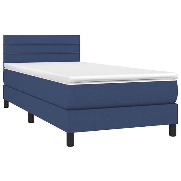 vidaXL Sommier &agrave; lattes de lit avec matelas Bleu 90x190 cm Tissu