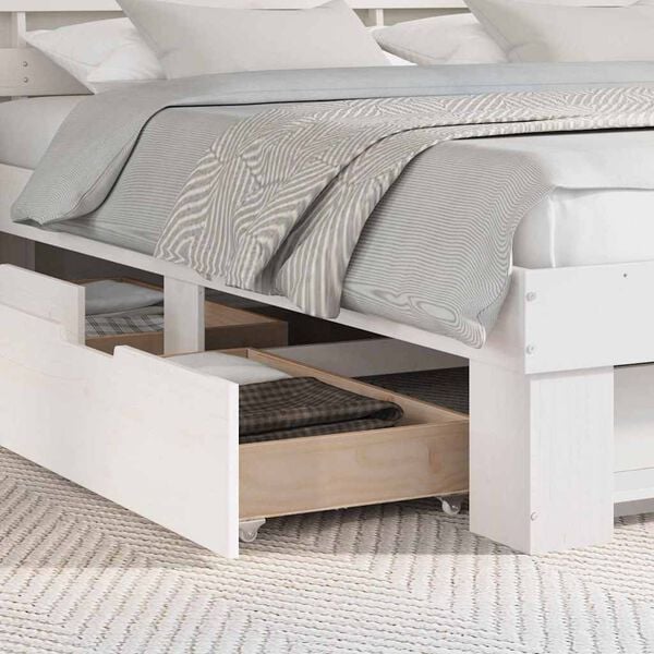 vidaXL Cadre de lit avec t&ecirc;te de lit Blanc 200 x 200 cm Pin massif