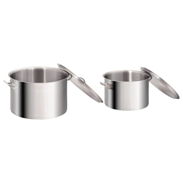 vidaXL Ensemble de 2 casseroles &agrave; bouillon 44/24 L Inox