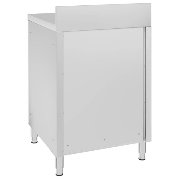 vidaXL Table de travail commerciale avec armoire 60x60x96 cm Inox